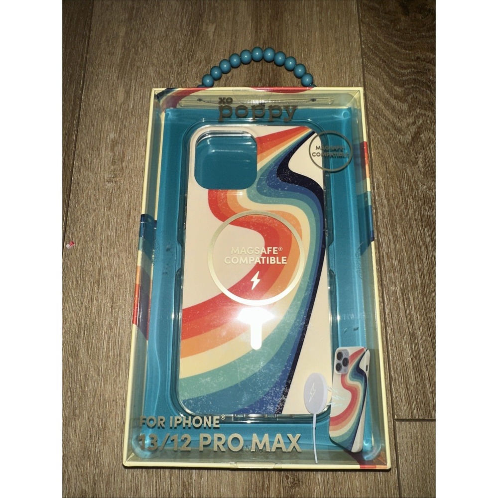 Xo Poppy Phone Case For Iphone 13/12 Pro‎ Max Wavy Rainbow Magsafe Full Coverage